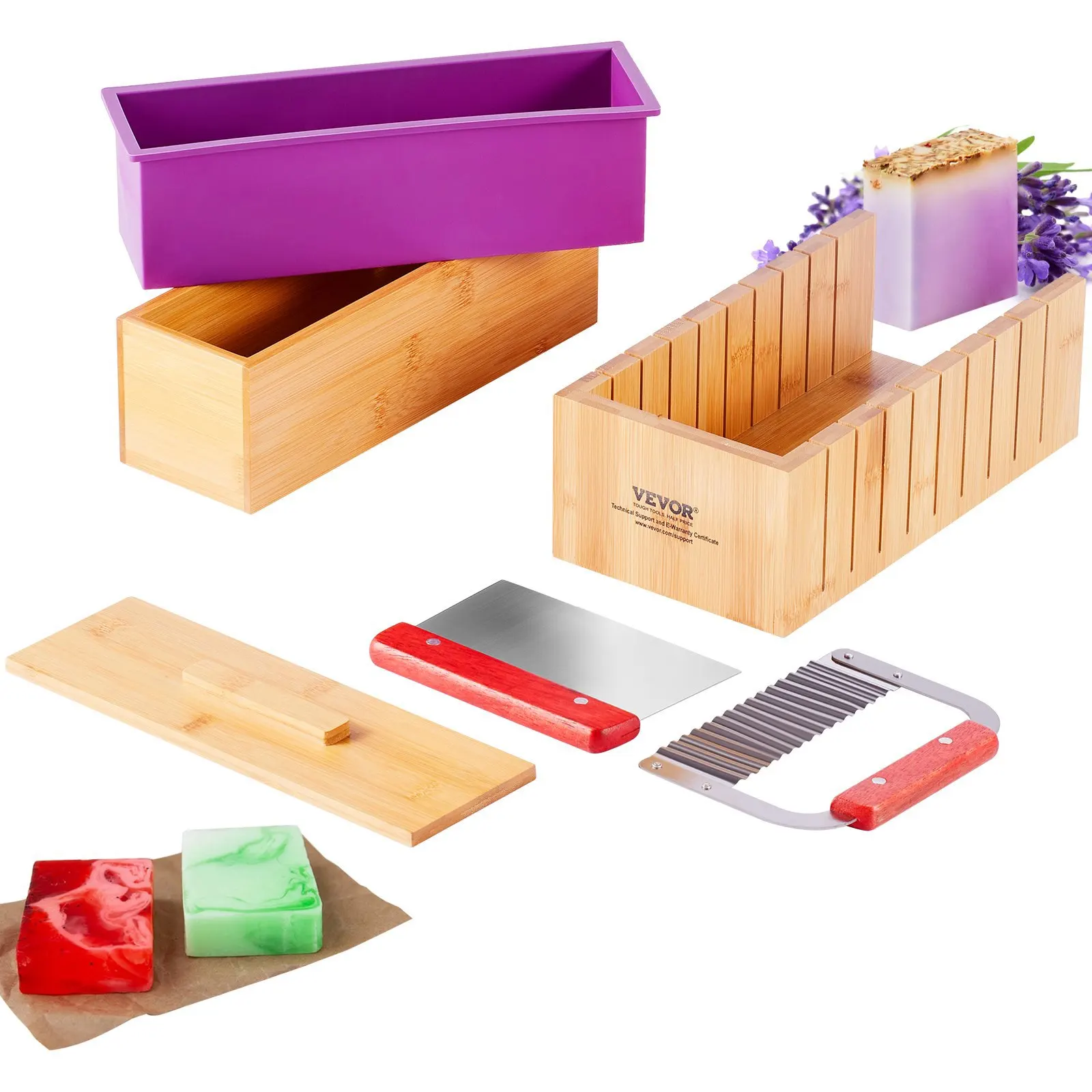 Soap Making Kit, Bamboo Cutting Box and Inner Box with Silicone Mold, Stainless Steel Straight Cutter and Wavy Cutter, 100 Ba
Soap Making Kit, Bamboo Cutting Box and Inner Box with Silicone Mold, Stainless Steel Straight Cutter and Wavy Cutter, 100 Ba