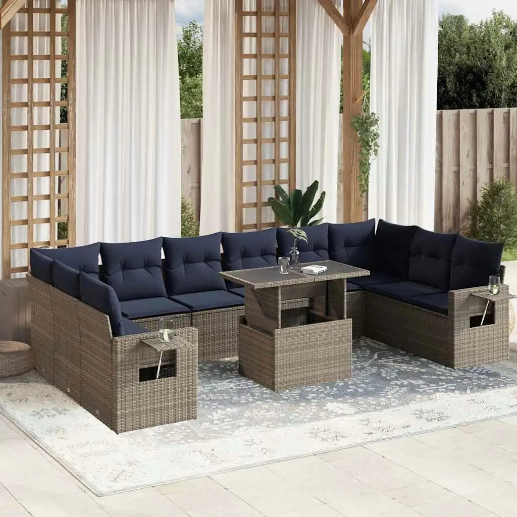 Luxury 11 Piece Outdoor Patio Sofa Set with Comfortable Cushions Gray Poly Rattan Garden Furniture
Luxury 11 Piece Outdoor Patio Sofa Set with Comfortable Cushions Gray Poly Rattan Garden Furniture