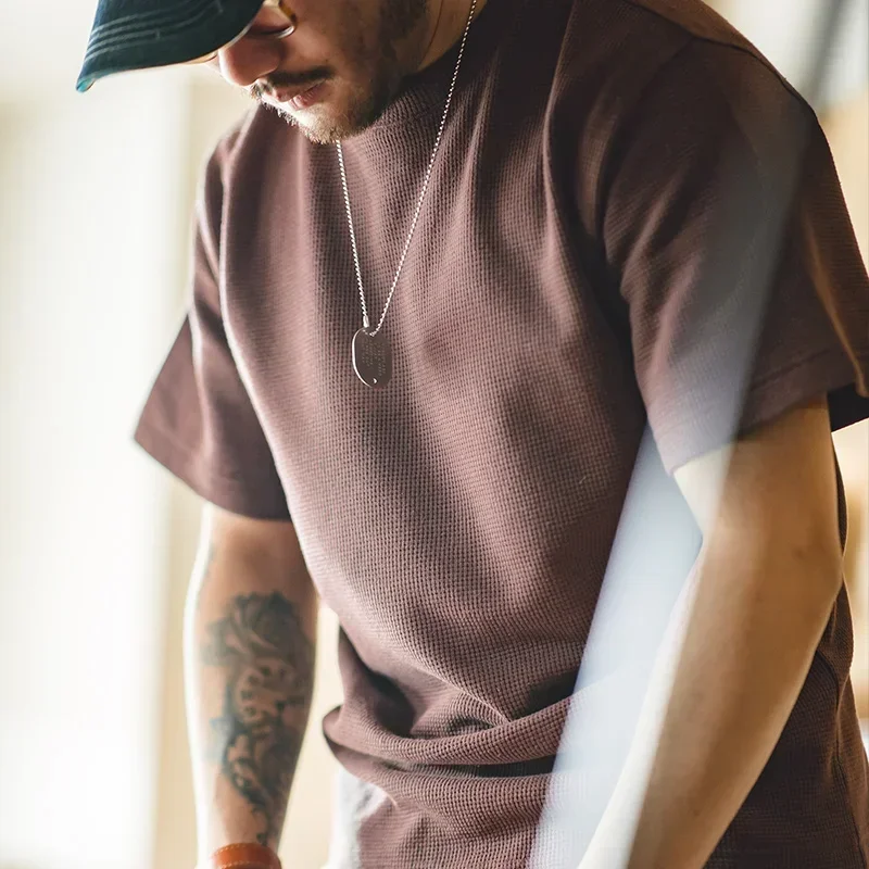 Maden Summer O-Neck Waffle Short Sleeve T-Shirt for Men Solid Color Soft Breathable Tees Versatile Casual Tops with Box
Maden Summer O-Neck Waffle Short Sleeve T-Shirt for Men Solid Color Soft Breathable Tees Versatile Casual Tops with Box