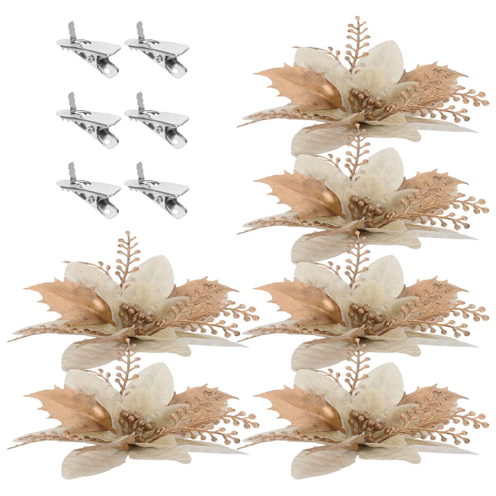 6pcs Christmas Wreath Decorations Realistic PVC Silk Artificial Poinsettia Flowers Clips for Xmas Tree Home Wedding Party
6pcs Christmas Wreath Decorations Realistic PVC Silk Artificial Poinsettia Flowers Clips for Xmas Tree Home Wedding Party