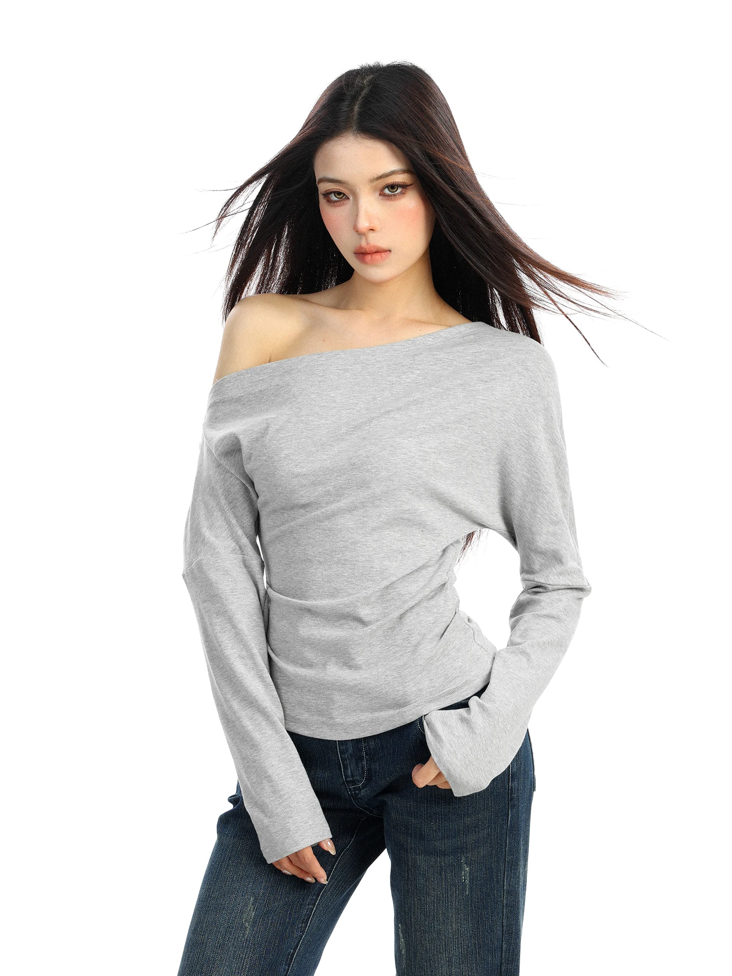 Casual Style Long Sleeve Shoulder Bared Side Collar Women's T-shirt Spring Autumn Grey Slim Fit Inner Wear Comfortable Soft B...
Casual Style Long Sleeve Shoulder Bared Side Collar Women's T-shirt Spring Autumn Grey Slim Fit Inner Wear Comfortable Soft B...