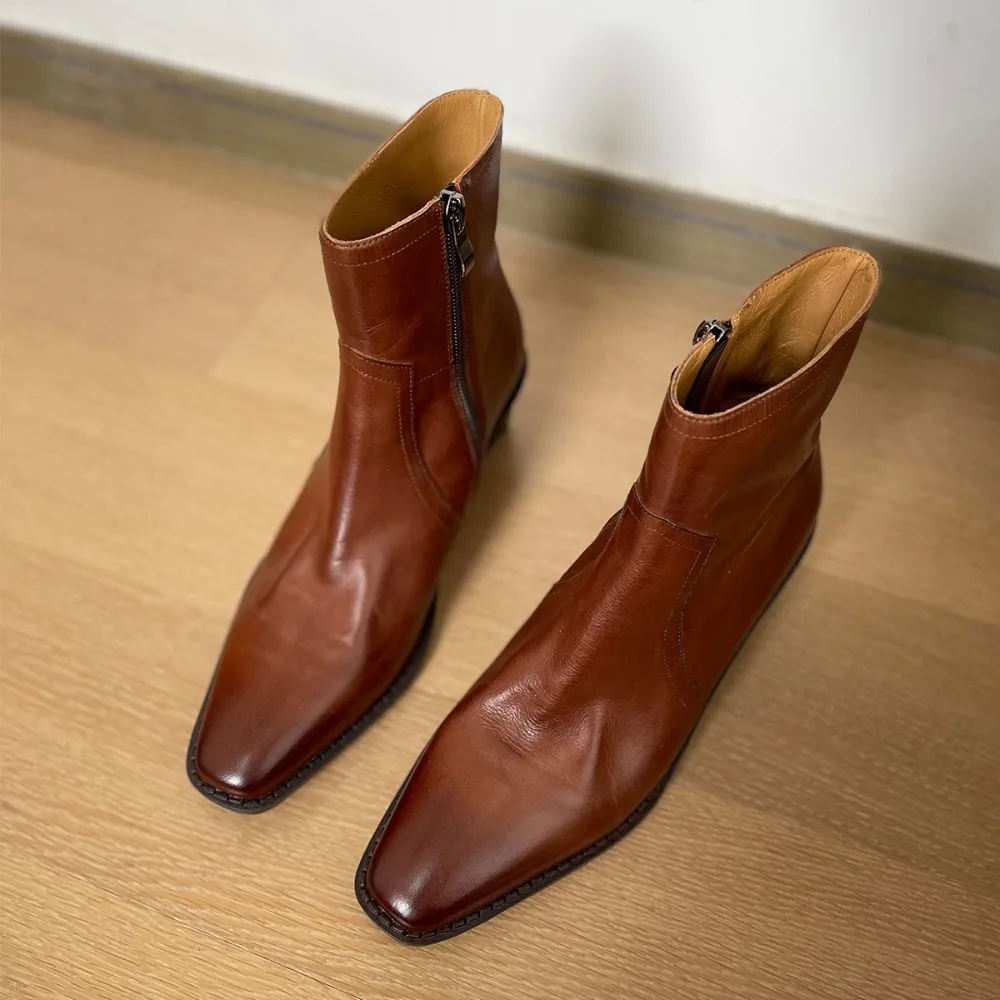 Bootie Women's 2025 New Retro Washed Cowhide Small Square Head Thick Heel Western High Heel Boots British Brown Women's Ankle
Bootie Women's 2025 New Retro Washed Cowhide Small Square Head Thick Heel Western High Heel Boots British Brown Women's Ankle