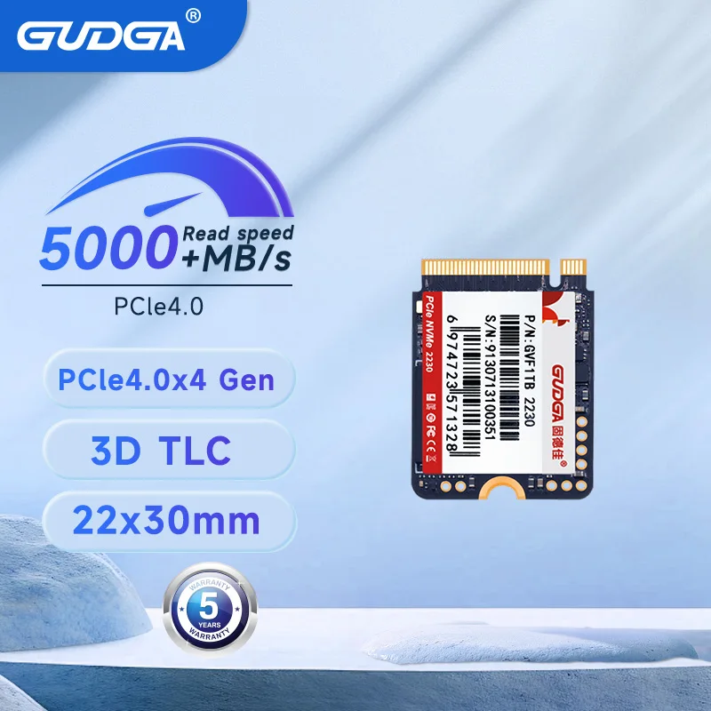GUDGA SSD M 2 2230 NVME SSD M.2 PCIe Gen 4.0x4 For Steam Deck Mini PC Microsoft Surface Pro Laptop Desktop Inter NU Rog Ally
GUDGA SSD M 2 2230 NVME SSD M.2 PCIe Gen 4.0x4 For Steam Deck Mini PC Microsoft Surface Pro Laptop Desktop Inter NU Rog Ally