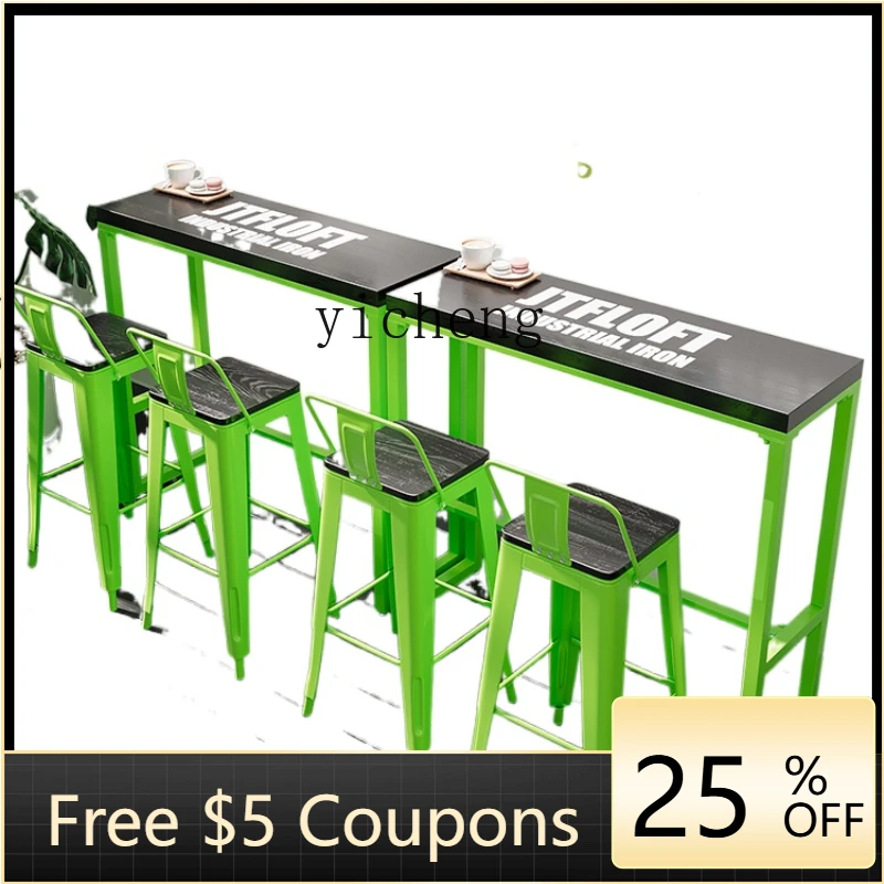 XL Solid Wood Bar Table and Chair Combination Coffee Shop Wall Long Table High Leg Table and Chair
XL Solid Wood Bar Table and Chair Combination Coffee Shop Wall Long Table High Leg Table and Chair