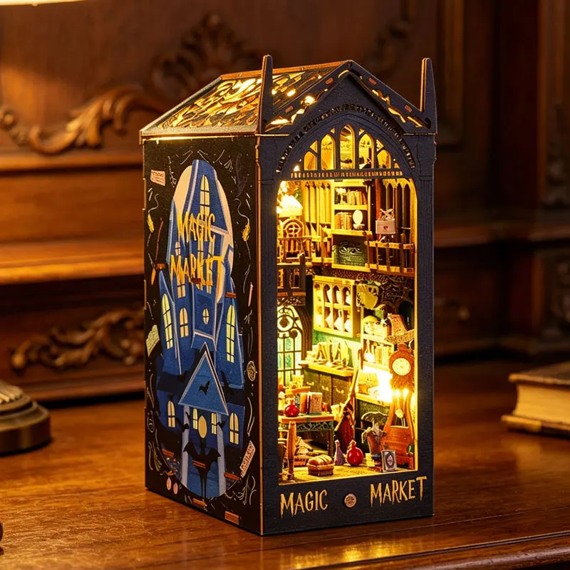 Zuuton Retro Dark Magic Market Book Nook DIY Wooden Kit LED Light Mini House Bookend Bookshelf Insert Decor Unique Gift For Adul
Zuuton Retro Dark Magic Market Book Nook DIY Wooden Kit LED Light Mini House Bookend Bookshelf Insert Decor Unique Gift For Adul