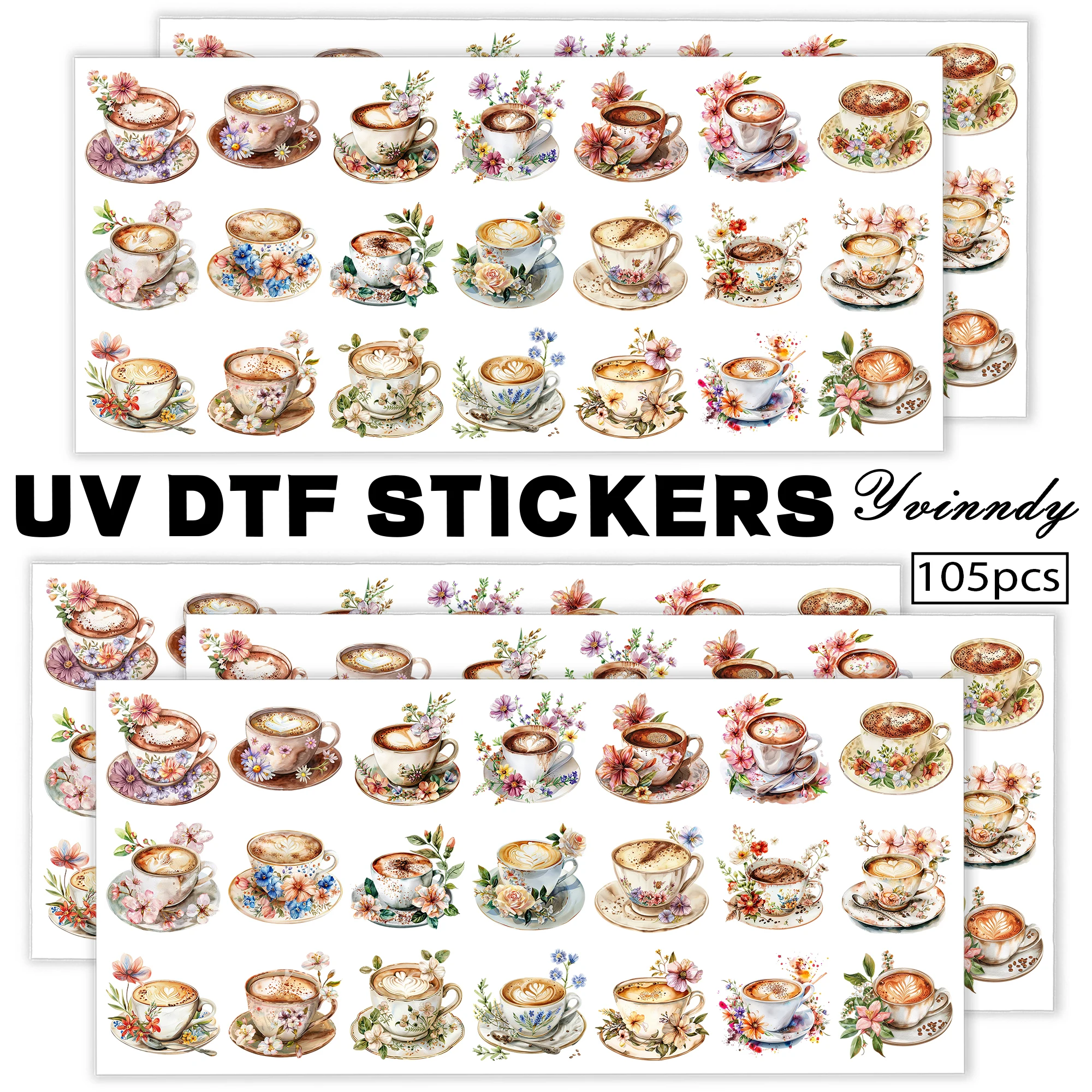105Pcs/Set Watercolor floral coffee cup Keychain Transfer Paper UV DTF Transfer Paper Durable High-viscosity Transfer Paper
105Pcs/Set Watercolor floral coffee cup Keychain Transfer Paper UV DTF Transfer Paper Durable High-viscosity Transfer Paper