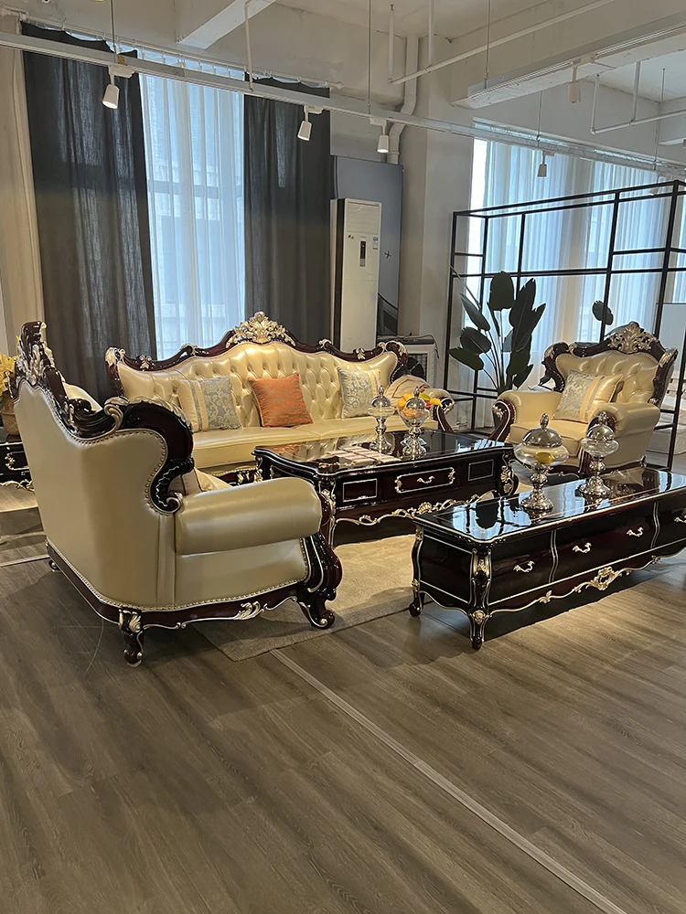 European-style all-solid wood leather sofa combination European and American palace villa living room high-end luxury wine red
European-style all-solid wood leather sofa combination European and American palace villa living room high-end luxury wine red