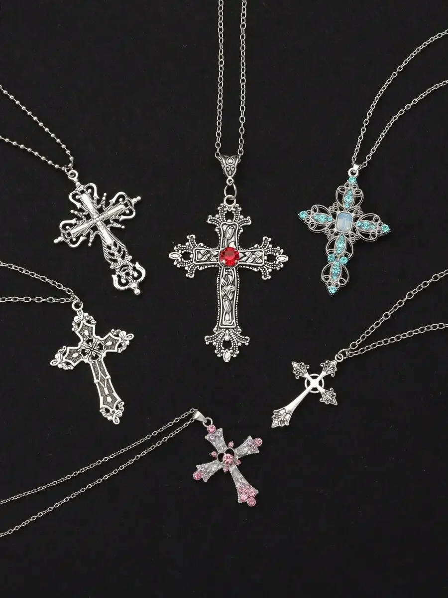 9pcs Punk Gothic Cross Pendant Necklaces With Faux Crystals For Adults
9pcs Punk Gothic Cross Pendant Necklaces With Faux Crystals For Adults