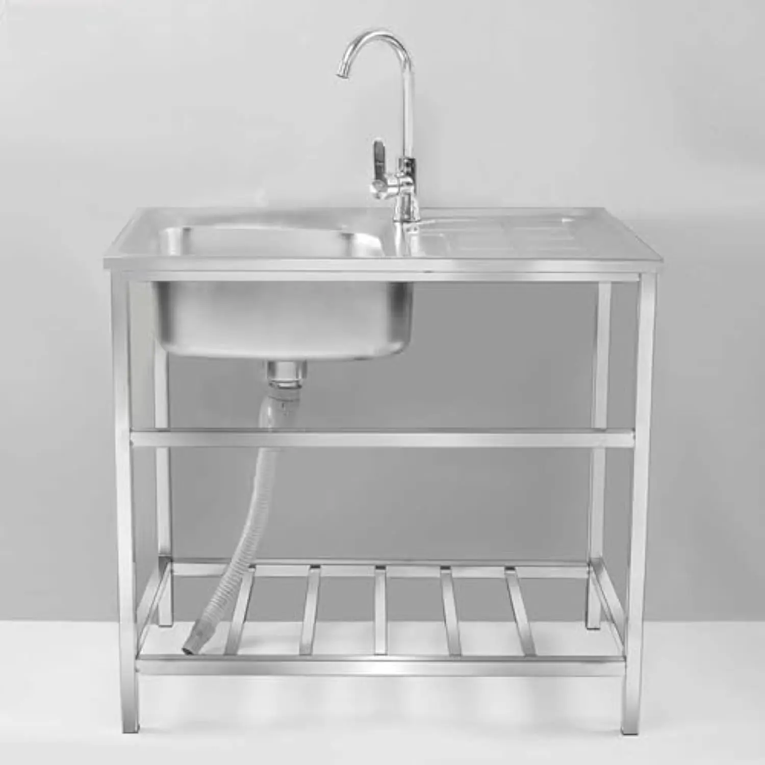 Outdoor Utility Sink for Washing, Freestanding 304 Stainless Steel Single Bowl Sink, Laurant Kitchen Workstation W/Faucet & D
Outdoor Utility Sink for Washing, Freestanding 304 Stainless Steel Single Bowl Sink, Laurant Kitchen Workstation W/Faucet & D