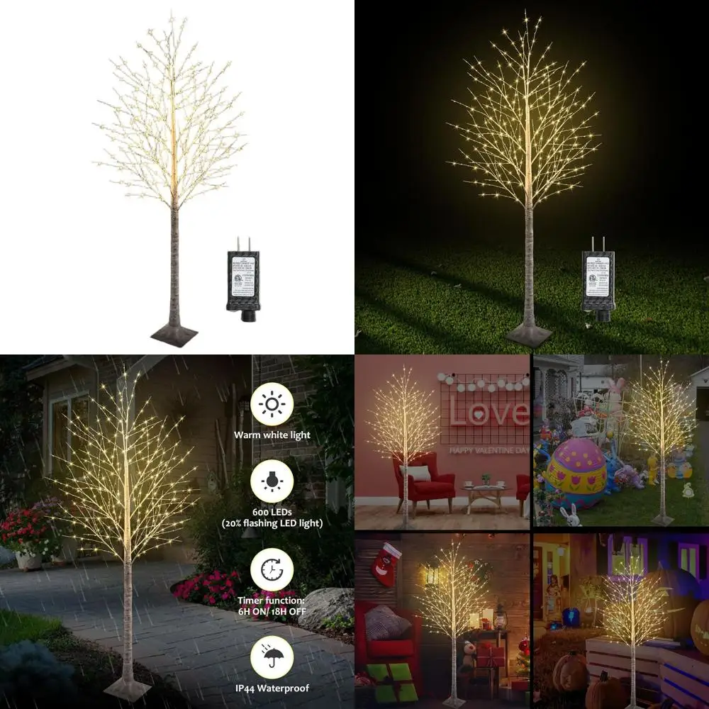 600 LED Warm White Birch Tree with Twinkle and Timer, Ideal for Indoor/Outdoor Home, Party, and Holiday Decorations
600 LED Warm White Birch Tree with Twinkle and Timer, Ideal for Indoor/Outdoor Home, Party, and Holiday Decorations
