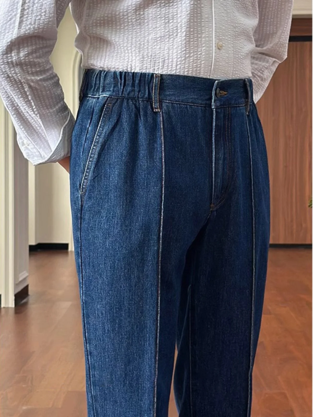 Джинсы мужские Waed Denim, прямые, зауженные, повседневные, в стиле ретро, удобные, с эластичным поясом, для ежедневной носки, длинные брюки
Джинсы мужские Waed Denim, прямые, зауженные, повседневные, в стиле ретро, удобные, с эластичным поясом, для ежедневной носки, длинные брюки