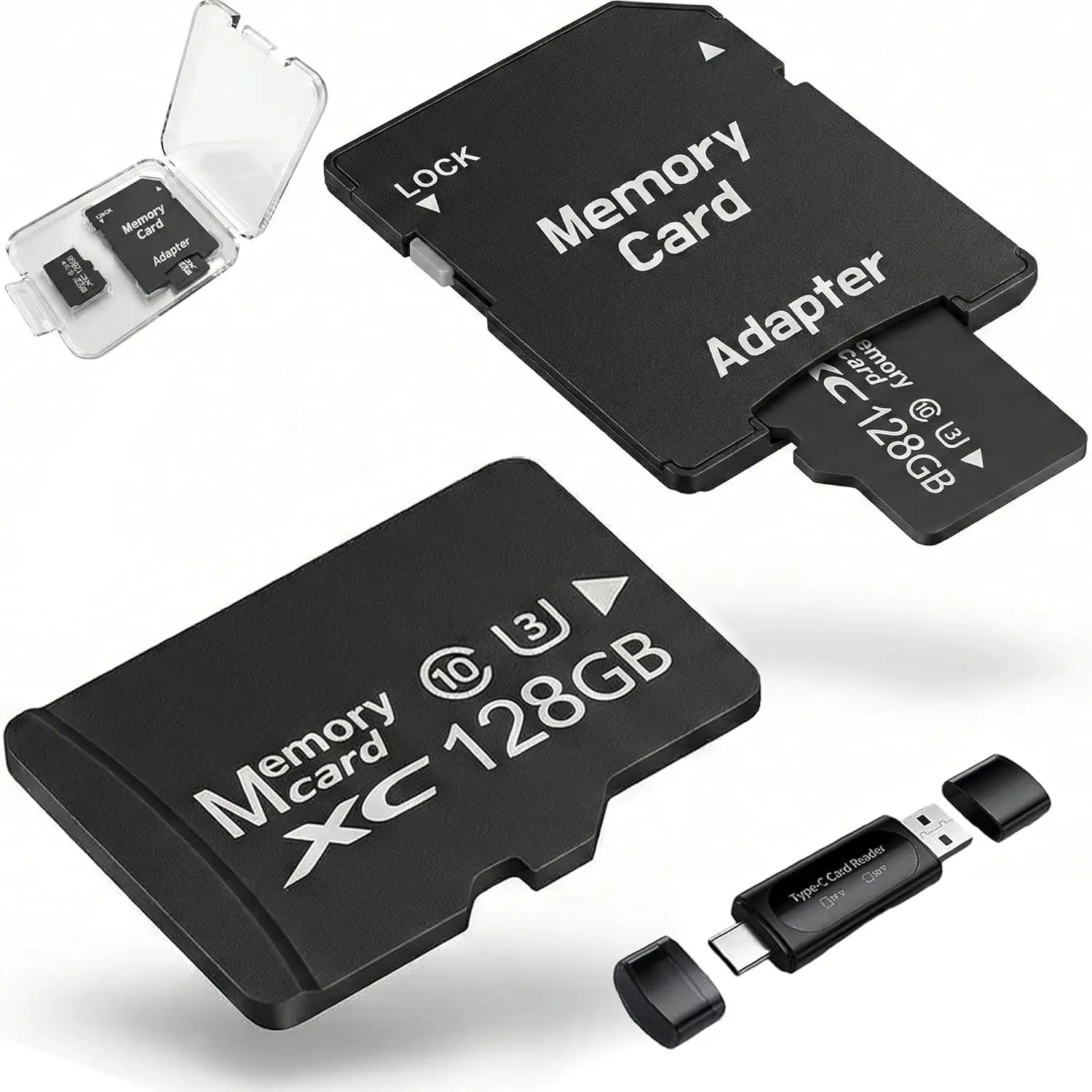 Карточки MicroSDXC 128 ГБ (2 шт.) A1 U3 V30 с адаптером SD и USB-ридером, высокая износостойкость для видеорегистраторов и камер видеонаблюдения с записью 4K
Карточки MicroSDXC 128 ГБ (2 шт.) A1 U3 V30 с адаптером SD и USB-ридером, высокая износостойкость для видеорегистраторов и камер видеонаблюдения с записью 4K