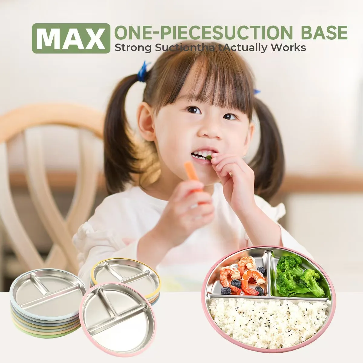304 Stainless Steel Divided Plate - 3 Compartments for Baby, Portion Control, Diet, Snack & Nut Dish
304 Stainless Steel Divided Plate - 3 Compartments for Baby, Portion Control, Diet, Snack & Nut Dish