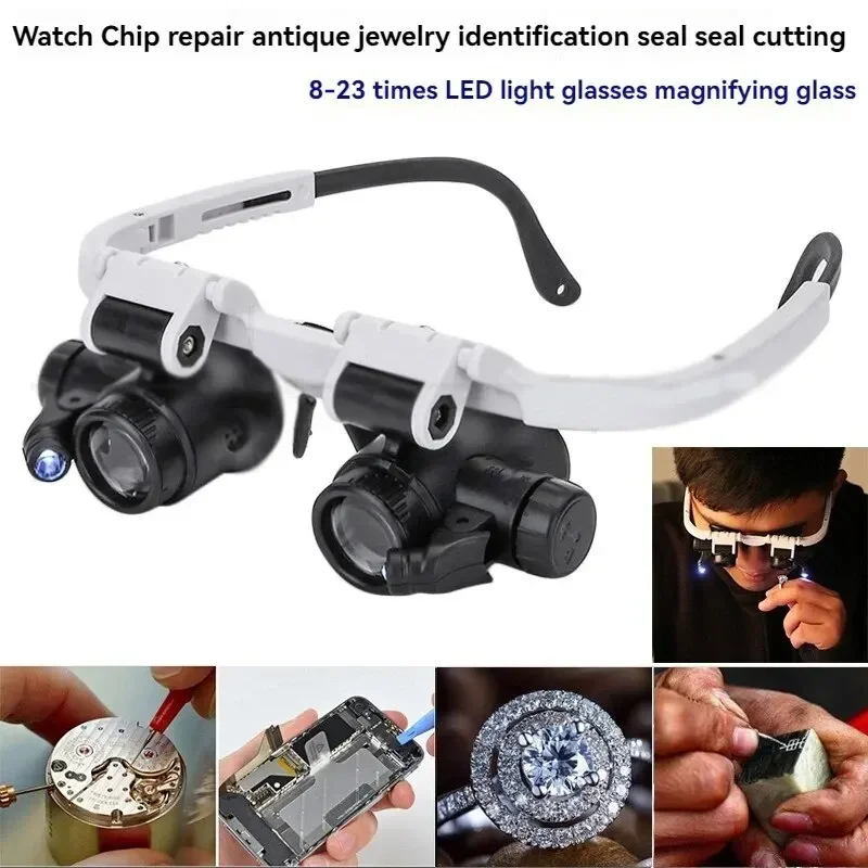 Head Magnifier Clock Repair Engraving Glasses Antique Jewelry Identification 3 Group Magnification Led Lights Soldering kit Lupa
Head Magnifier Clock Repair Engraving Glasses Antique Jewelry Identification 3 Group Magnification Led Lights Soldering kit Lupa