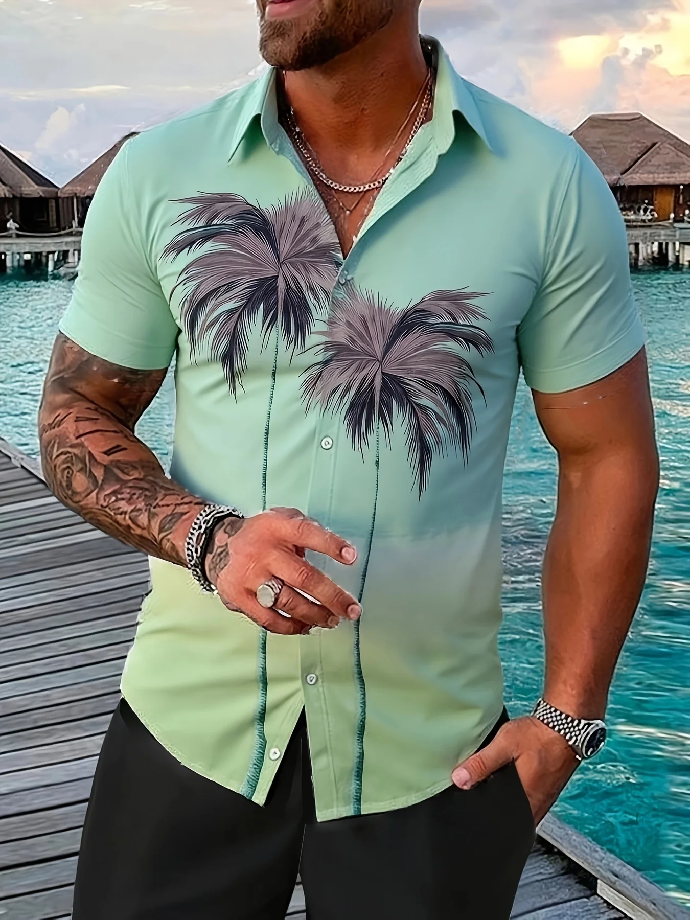 Men's Coconut Tree Gradient Tropical Plant Hawaiian Shirt Hawaiian Short Sleeve Button Shirt Hawaiian Complex Holiday Beach Wear
Men's Coconut Tree Gradient Tropical Plant Hawaiian Shirt Hawaiian Short Sleeve Button Shirt Hawaiian Complex Holiday Beach Wear
