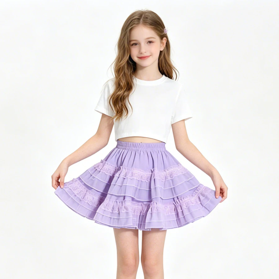 Girls Black Purple Tiered Ruffle Tulle Skirt Elastic Waist Puffy Lace Layered Tutu Skirt Sweet Skirt for Kids Party Daily Wear
Girls Black Purple Tiered Ruffle Tulle Skirt Elastic Waist Puffy Lace Layered Tutu Skirt Sweet Skirt for Kids Party Daily Wear