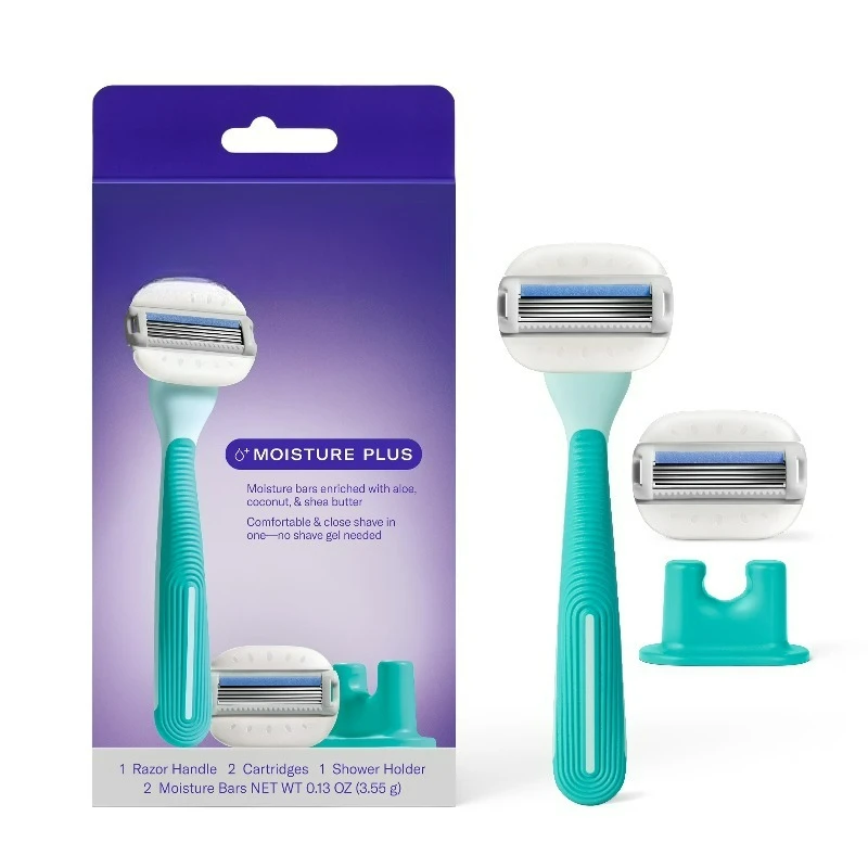 Набор женских бритв Moisture Plus с ручкой для бритвы, 2 сменными картриджами с лезвиями и держателем для душа, цвет Seafoam
Набор женских бритв Moisture Plus с ручкой для бритвы, 2 сменными картриджами с лезвиями и держателем для душа, цвет Seafoam