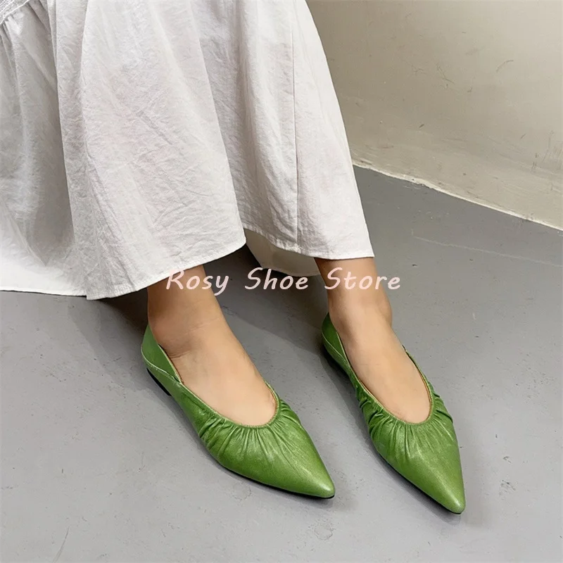Women's New Trend Shallow Mouth Pleated Cowhide Pointed Toe Single Shoes Soft Material Multicolor Slip On Flat Daily Casual Shoe
Women's New Trend Shallow Mouth Pleated Cowhide Pointed Toe Single Shoes Soft Material Multicolor Slip On Flat Daily Casual Shoe