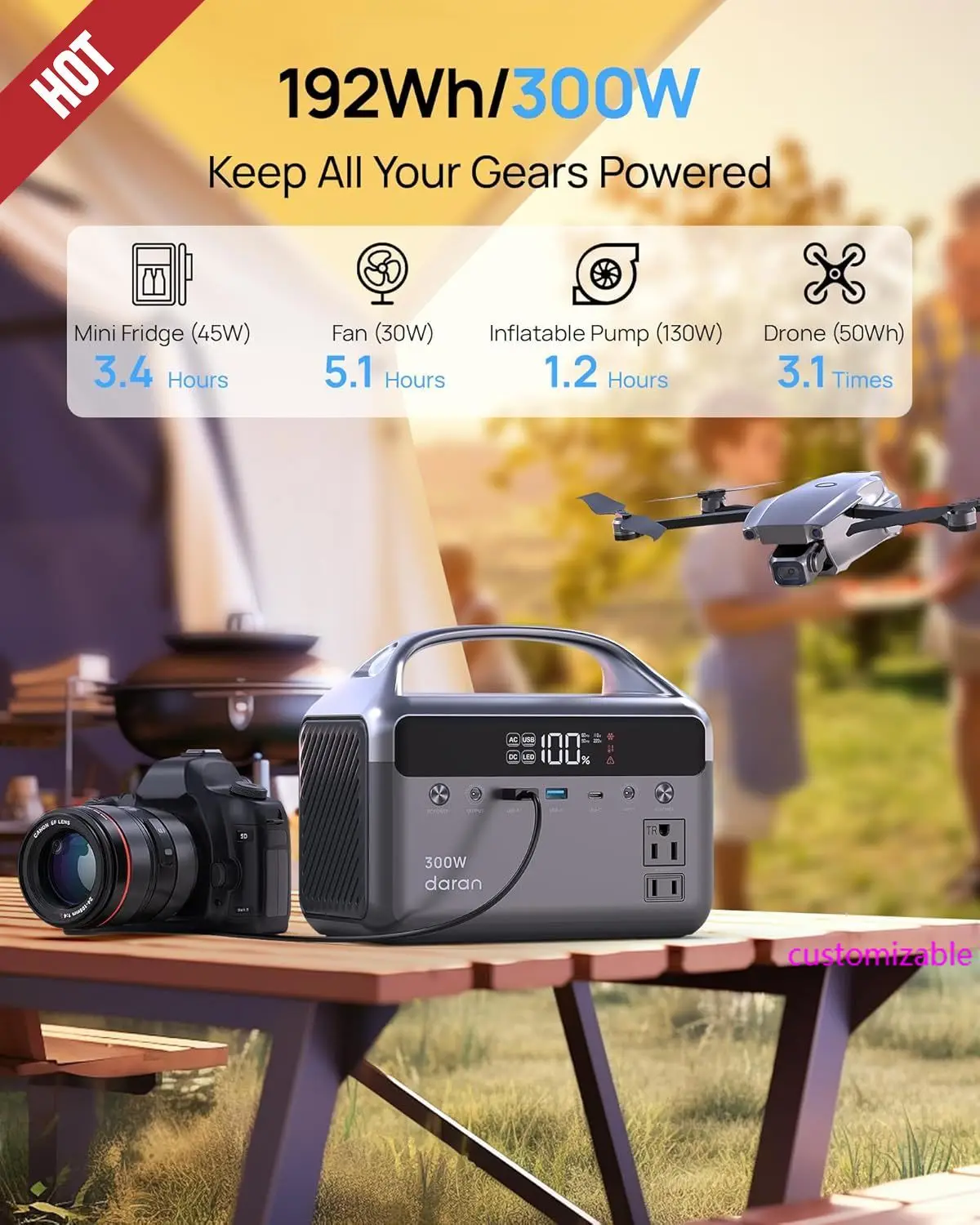 Portable Power Station 60000mAh, 192Wh LiFePO4 Battery Backup w/2 300W(600W Surge) AC Outlets,5.5lbs Ultra-Light Solar Generator
Portable Power Station 60000mAh, 192Wh LiFePO4 Battery Backup w/2 300W(600W Surge) AC Outlets,5.5lbs Ultra-Light Solar Generator