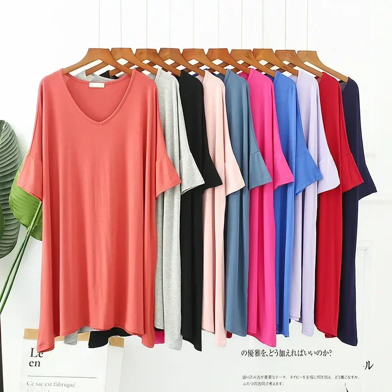 Women Modal Pregnant Sleepwear Girls Nightwear Female Summer Cotton Short Sleeve V-neck Loose Long Nightgowns Ladies Sleepshirt
Women Modal Pregnant Sleepwear Girls Nightwear Female Summer Cotton Short Sleeve V-neck Loose Long Nightgowns Ladies Sleepshirt