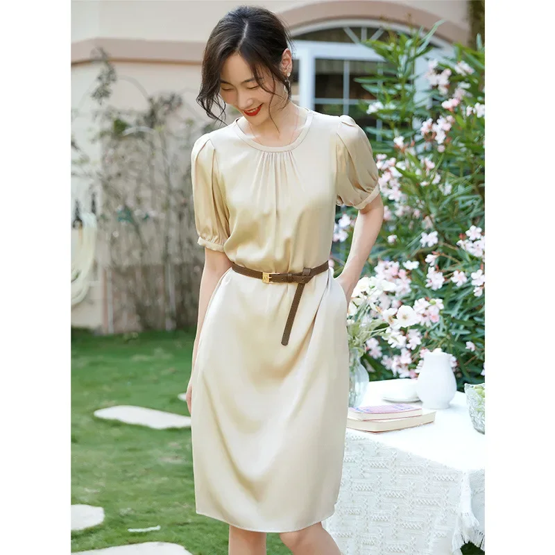 Little Silk Dress With Belt Slim Waist French Silk Dress Women's 2024 Summer New Women Stain Dress Elegant Dress
Little Silk Dress With Belt Slim Waist French Silk Dress Women's 2024 Summer New Women Stain Dress Elegant Dress