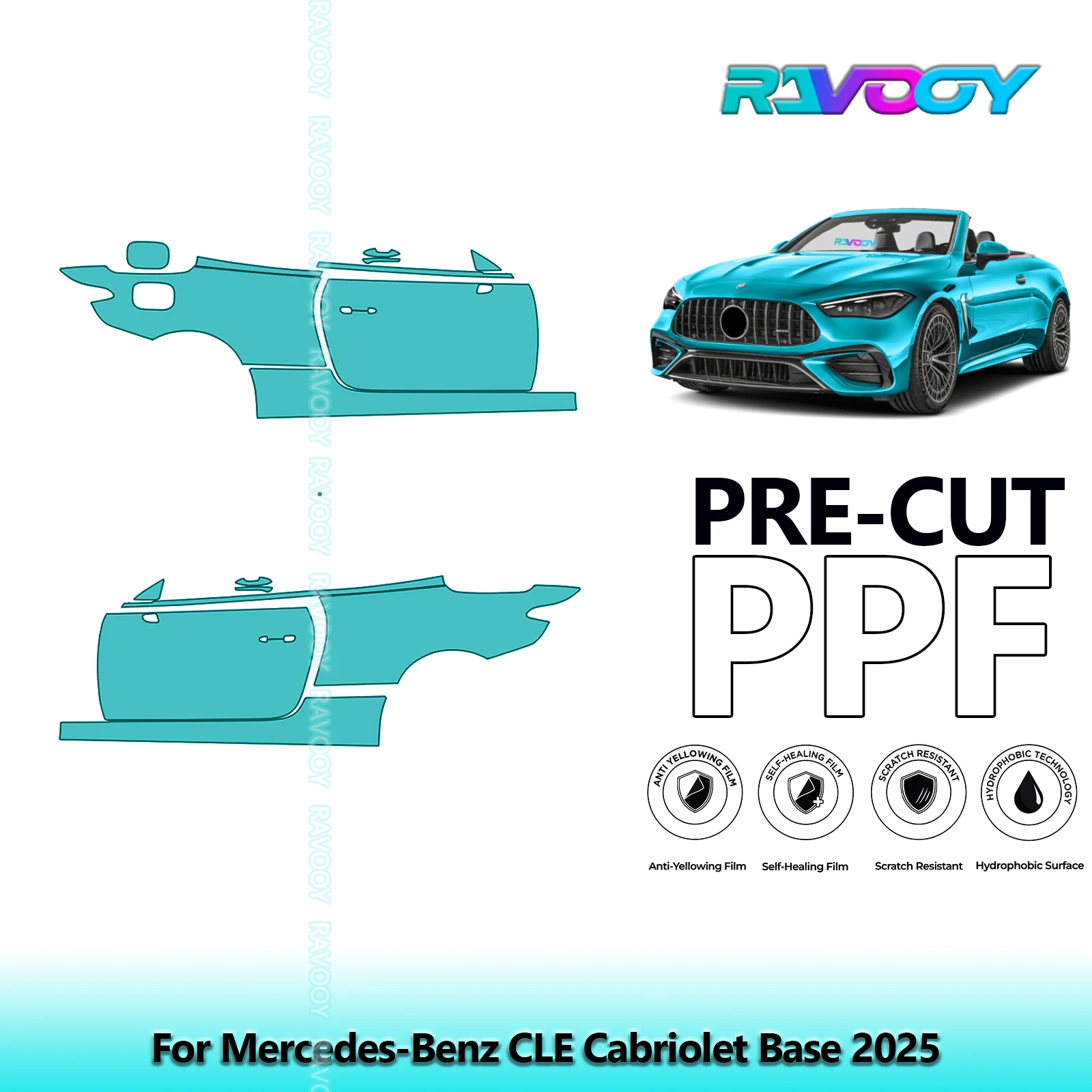 For Mercedes-Benz CLE Cabriolet Base 2025 8.5mil Clear Matte Pre-Cut PPF Door & A/B Pillar Kit TPU Paint Protection Film Set
For Mercedes-Benz CLE Cabriolet Base 2025 8.5mil Clear Matte Pre-Cut PPF Door & A/B Pillar Kit TPU Paint Protection Film Set