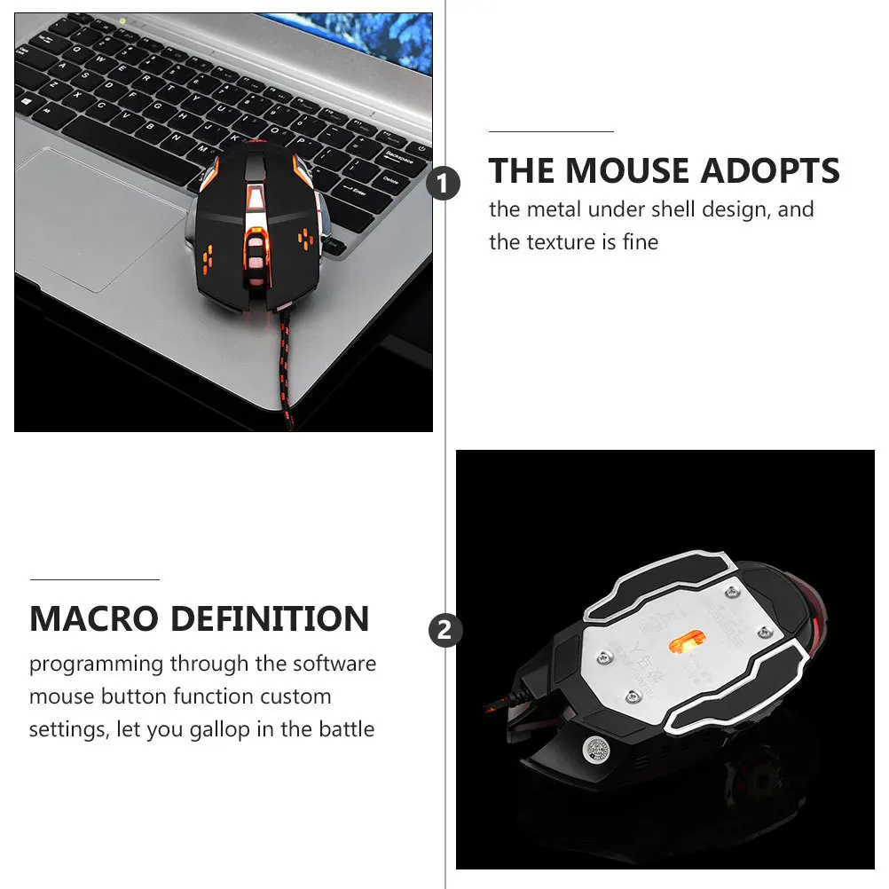 1pc Metal Luminous Gaming Mouse 7000Dpi Adjustable Programmable Rgb Led Computer Mouse For Office Game Heavy Duty Shell