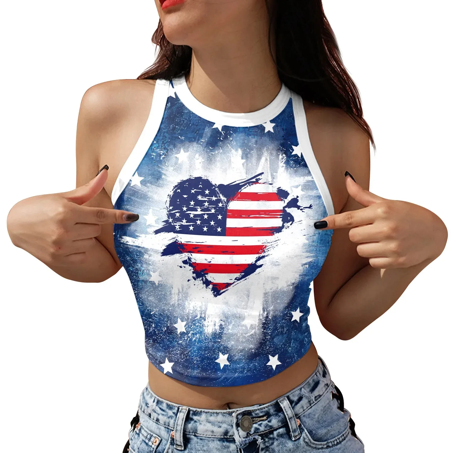 Knitted Print O Neck Off Shoulder Tank Top USA Flag Stripes Summer Women Casual Slim Sexy Streetwear Crop Top
Knitted Print O Neck Off Shoulder Tank Top USA Flag Stripes Summer Women Casual Slim Sexy Streetwear Crop Top