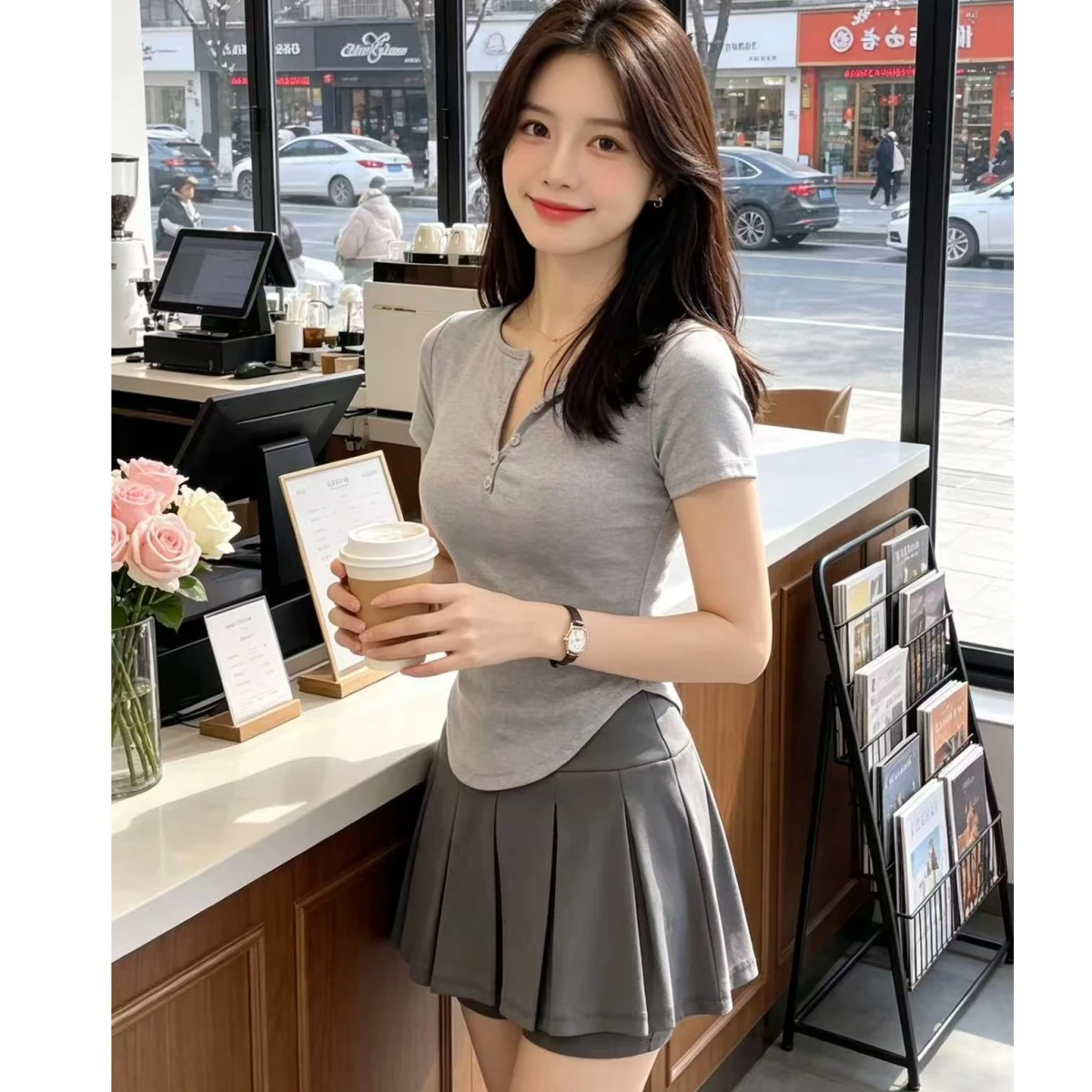 Korean Style Simple V-Neck Top And Short T Two-Piece Set Summer Design Sense Waist Cinching Slimming Casual Fashion Set
Korean Style Simple V-Neck Top And Short T Two-Piece Set Summer Design Sense Waist Cinching Slimming Casual Fashion Set