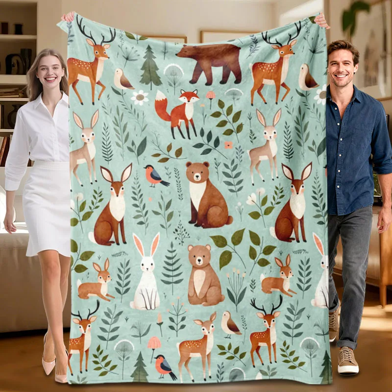 1 piece forest animal-themed flannel blanket, soft and cozy, perfect for sofa, bed, office. Ideal gift for family, friends, holi
1 piece forest animal-themed flannel blanket, soft and cozy, perfect for sofa, bed, office. Ideal gift for family, friends, holi
