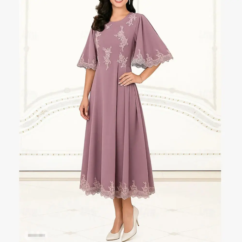 Customized New In Elegant Mother of the Bride Dresses O-Neck Tea-Length A-Line Wedding Guest Party Groom Dress 2026
Customized New In Elegant Mother of the Bride Dresses O-Neck Tea-Length A-Line Wedding Guest Party Groom Dress 2026