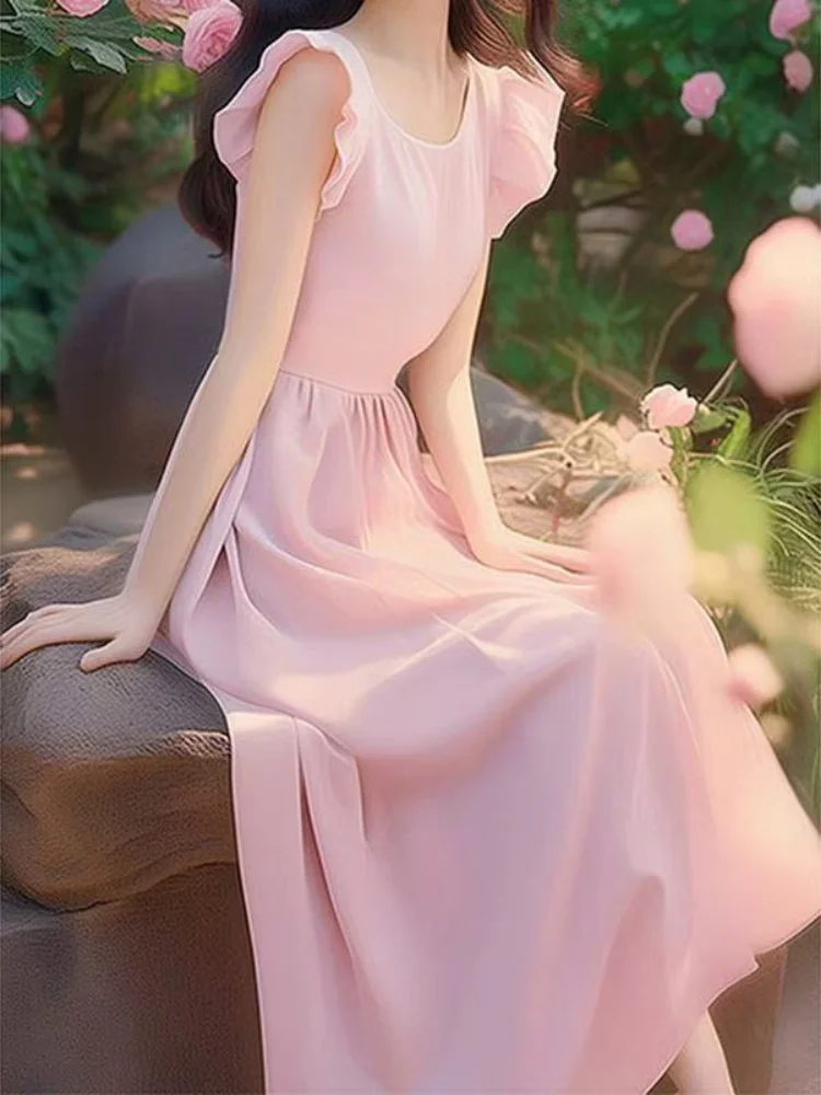 Summer Elegant Women High-End Sweet Dress Niche O-Neck Flying Sleeves High Waist Slim Fit Solid Color Long Dress
Summer Elegant Women High-End Sweet Dress Niche O-Neck Flying Sleeves High Waist Slim Fit Solid Color Long Dress