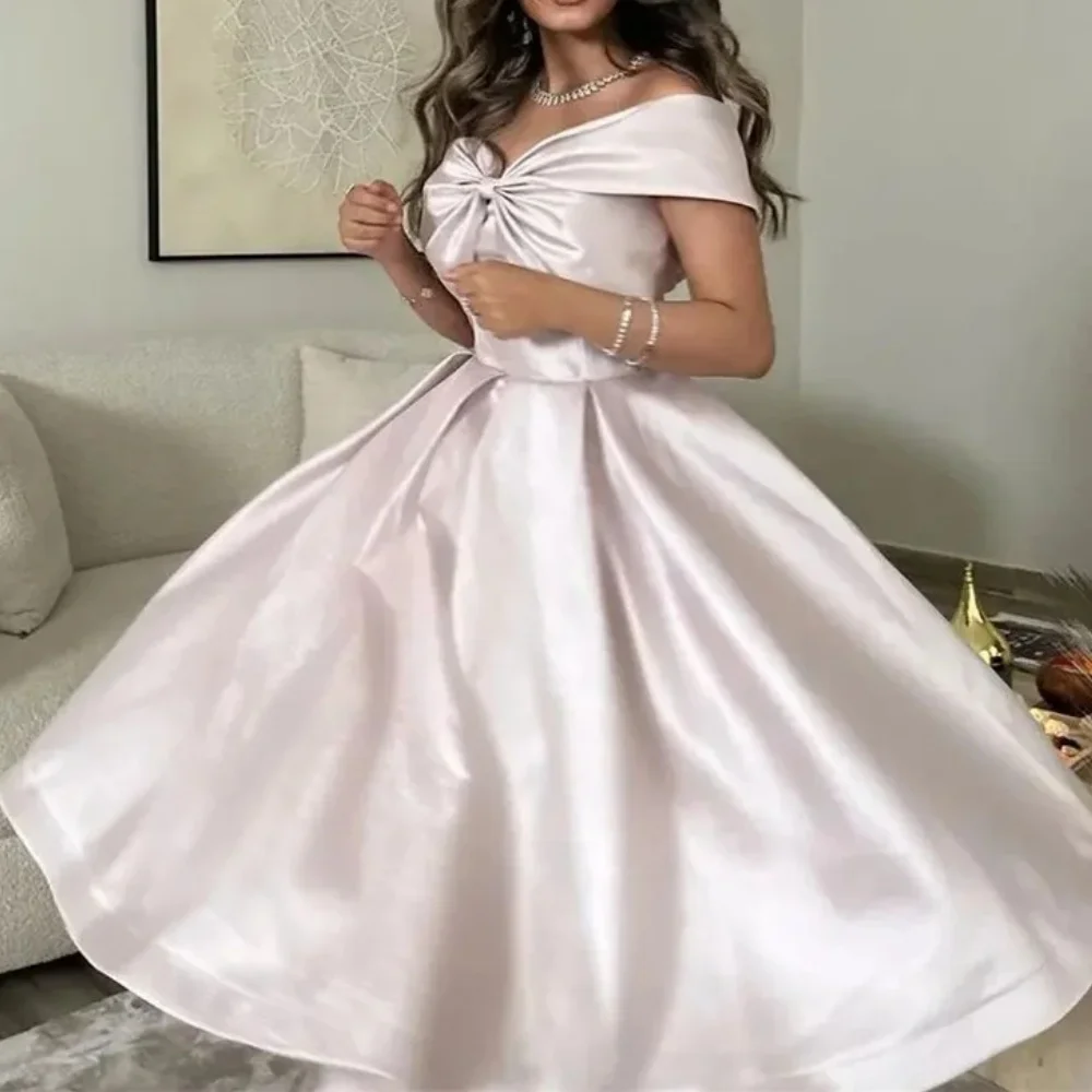 Muloong Off-the-shoulder Neckline Tea-Length Bow Women Elegant And Pretty Luxury Prom Dress
Muloong Off-the-shoulder Neckline Tea-Length Bow Women Elegant And Pretty Luxury Prom Dress