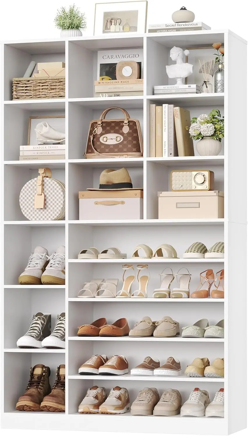 6-Tier Shoe Organizer with Adjustable Shelves, 12 Cubes for 27 Pairs, Freestanding Storage for Closet or Entryway, White
6-Tier Shoe Organizer with Adjustable Shelves, 12 Cubes for 27 Pairs, Freestanding Storage for Closet or Entryway, White