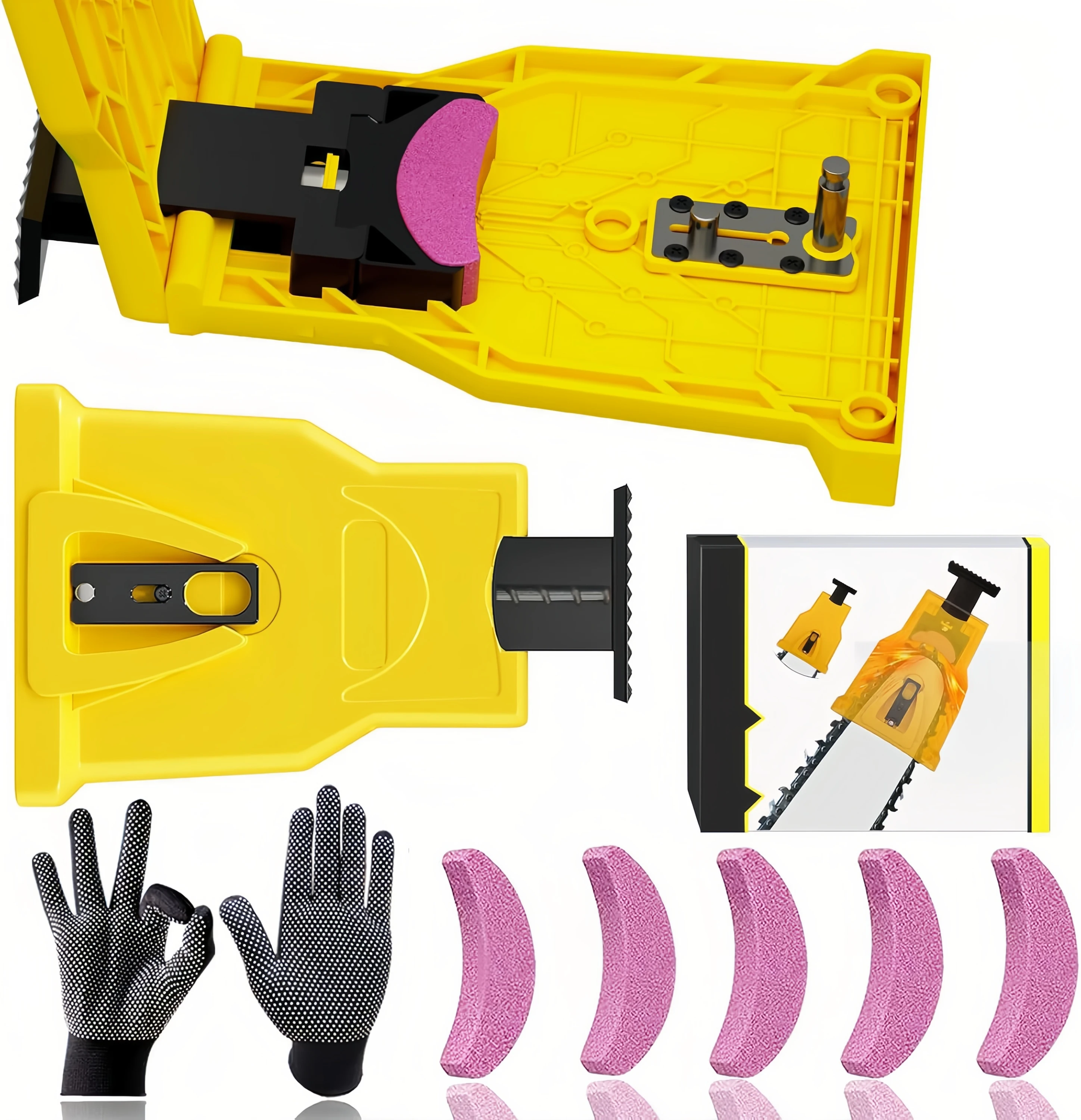Portable Chainsaw Sharpener, Universal Chain Saw Blade Sharpener Kit with 5 Sharpening Stones, Chainsaw Chain Sharpening Tool
Portable Chainsaw Sharpener, Universal Chain Saw Blade Sharpener Kit with 5 Sharpening Stones, Chainsaw Chain Sharpening Tool