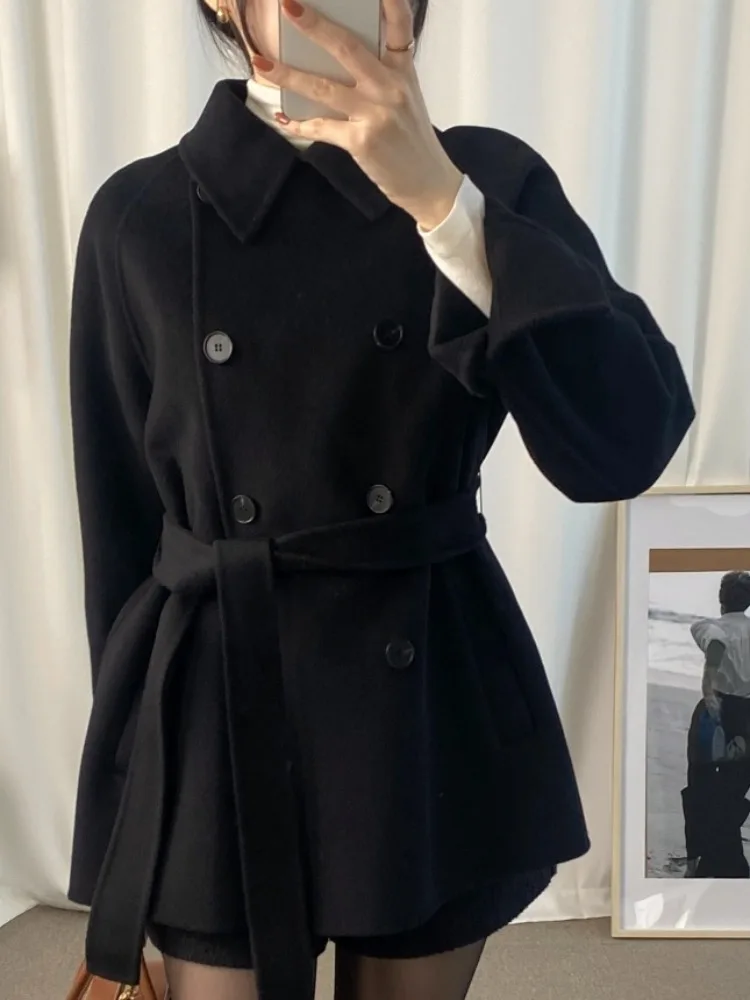 Chic Vintage Winter Coat Small Size Belted Slim Fit Tweed Jaet Korean Sle Double Breasted Turn down Collar Ele Outerwear
Chic Vintage Winter Coat Small Size Belted Slim Fit Tweed Jaet Korean Sle Double Breasted Turn down Collar Ele Outerwear