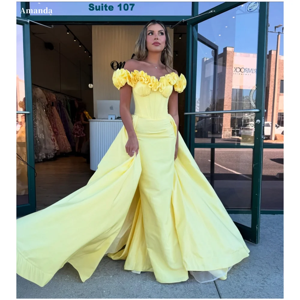 Amanda Customized Yellow Off Shoulder Sheath Prom Dress Pleated Sleeveless vestidos de noche Elegant Floor-Length Formal Evening
Amanda Customized Yellow Off Shoulder Sheath Prom Dress Pleated Sleeveless vestidos de noche Elegant Floor-Length Formal Evening