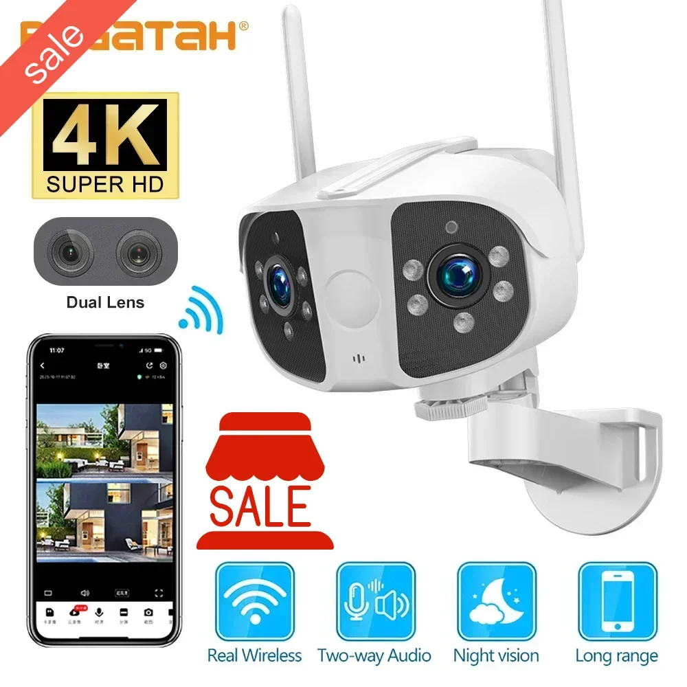 PEGATAH 8MP 4K HD WIFI Dual Lens Dual Screen IP Camera 4X Hybrid Zoom Auto Tracking PTZ Camera Outdoor Security Cam
PEGATAH 8MP 4K HD WIFI Dual Lens Dual Screen IP Camera 4X Hybrid Zoom Auto Tracking PTZ Camera Outdoor Security Cam