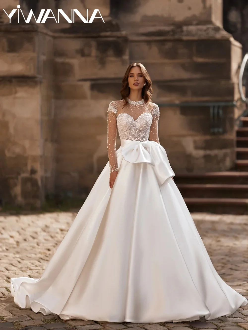 New Sparkling Pearls Satin Wedding Dress Elegant A-line Floor-length Bridal Gown Customized Captivating Bow Dresses For Bride
New Sparkling Pearls Satin Wedding Dress Elegant A-line Floor-length Bridal Gown Customized Captivating Bow Dresses For Bride