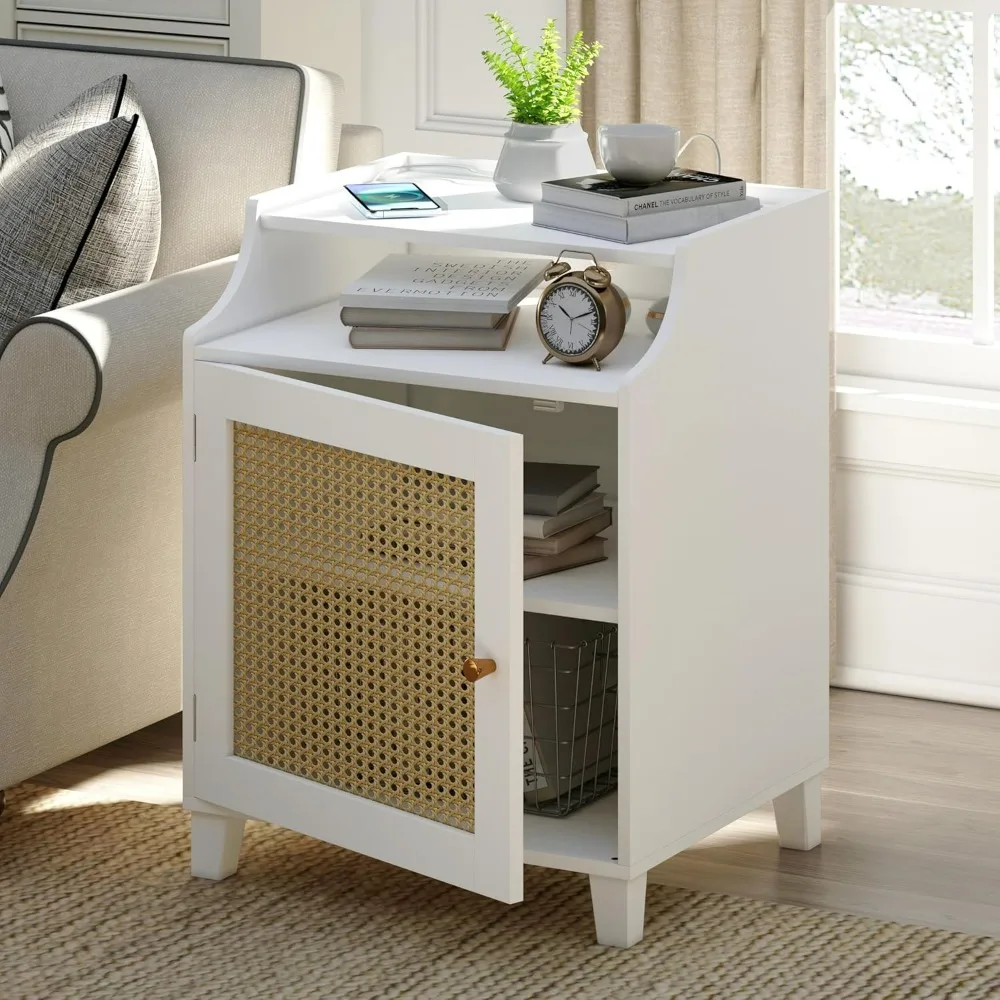 Nightstands.Night Stand White Nightstand with Charging Station Farmhouse Bedside Table with Rattan Door&Adjustable Storage Shelf
Nightstands.Night Stand White Nightstand with Charging Station Farmhouse Bedside Table with Rattan Door&Adjustable Storage Shelf