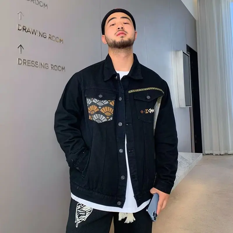 Loose Fit plus Size Men's Denim Jaet Autumn Winter Casual Sle Patchwork Fat Person 250 Pou Clothing Outerwear
Loose Fit plus Size Men's Denim Jaet Autumn Winter Casual Sle Patchwork Fat Person 250 Pou Clothing Outerwear