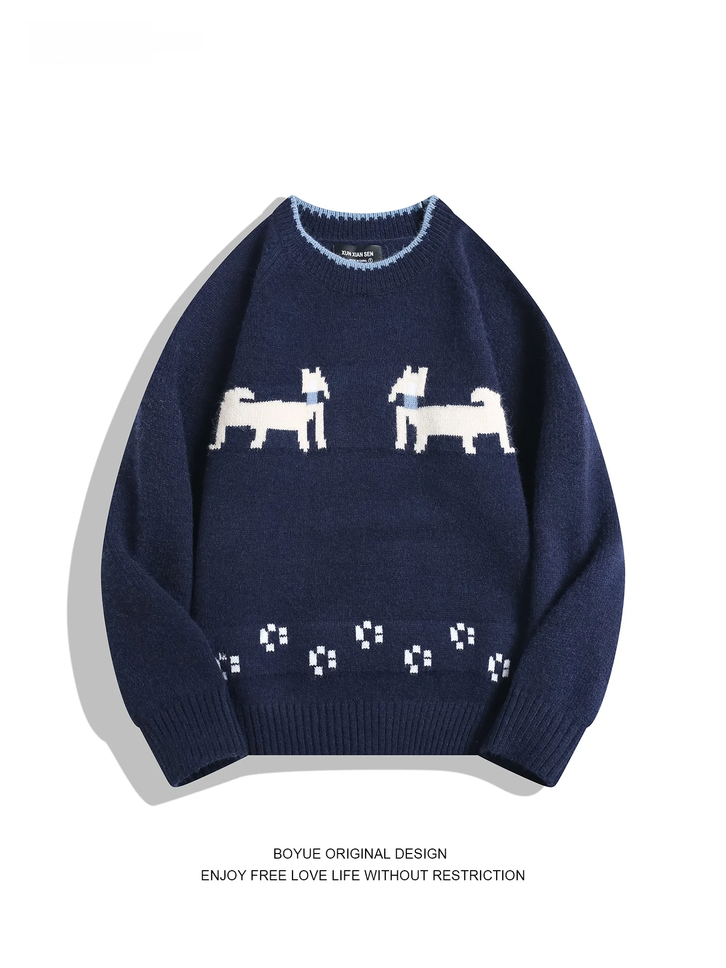 Вязаный свитер BOYUE с узором Fair Isle и собачьим принтом, повседневный, с воротником, свободного кроя, мужской, с длинными рукавами, теплый, зимний, модный, для пар
Вязаный свитер BOYUE с узором Fair Isle и собачьим принтом, повседневный, с воротником, свободного кроя, мужской, с длинными рукавами, теплый, зимний, модный, для пар