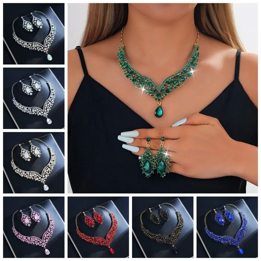 Baroque Women's Jewelry Set V-Necklace Earrings Wedding Bridal Accessories Hollow Necklace Water Drop Pendant
Baroque Women's Jewelry Set V-Necklace Earrings Wedding Bridal Accessories Hollow Necklace Water Drop Pendant
