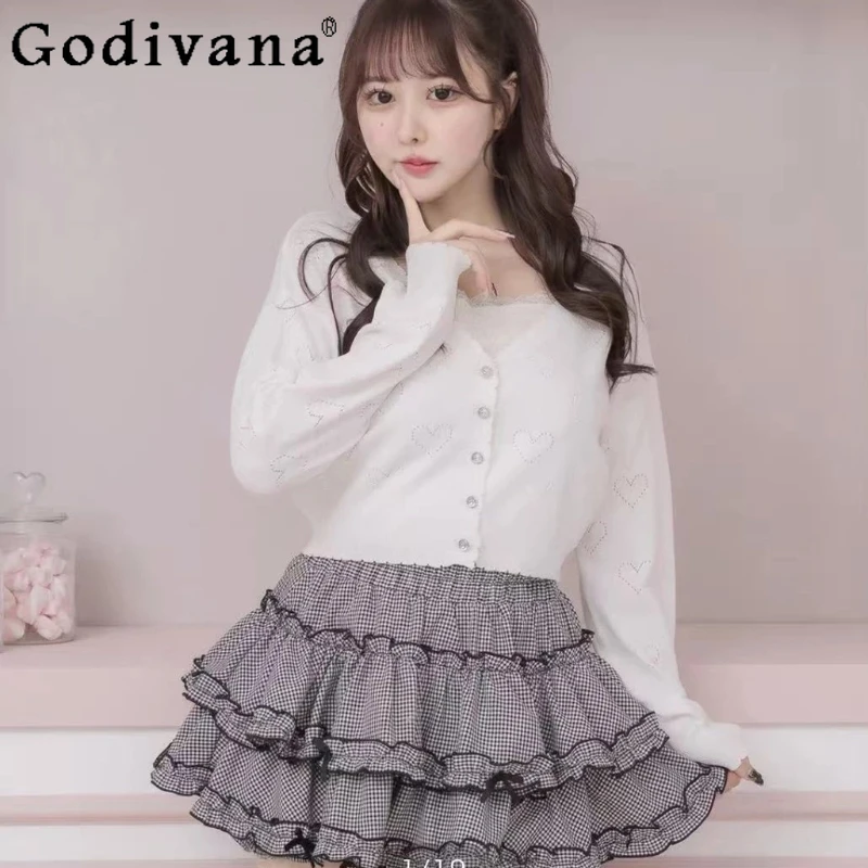 Japanese Style Women's Sweet Jacquard White Knit Cardigan Spring and Summer New Ladies Knitted Short Sweater Casual Knitted Top
Japanese Style Women's Sweet Jacquard White Knit Cardigan Spring and Summer New Ladies Knitted Short Sweater Casual Knitted Top