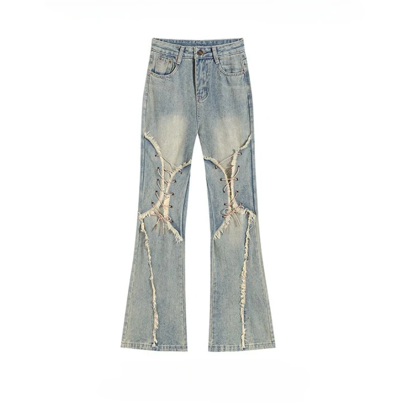 American Vintage Y2K Streetwear High-waisted Flare Jeans Harajuku Women Slim Stretch Trousers Bow Lace-up Rough Edge Denim Pants
American Vintage Y2K Streetwear High-waisted Flare Jeans Harajuku Women Slim Stretch Trousers Bow Lace-up Rough Edge Denim Pants