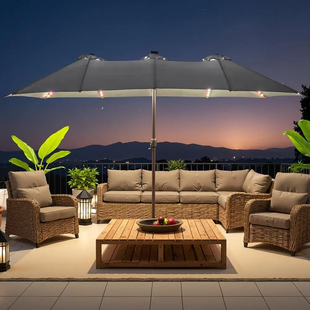 15 t Large Patio Umbrella with Color Changing Lights,UP50 Outdoor Table Umbrella with r Lights and Base,Remote Control&APP Contr
15 t Large Patio Umbrella with Color Changing Lights,UP50 Outdoor Table Umbrella with r Lights and Base,Remote Control&APP Contr