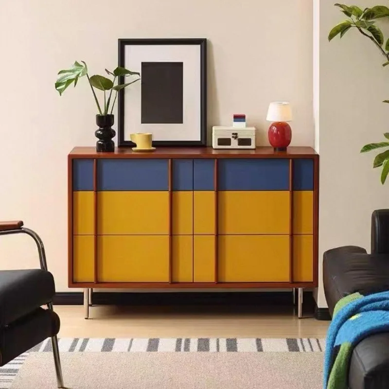 Solid wood color-blocked six-bucket four-bucket drawer living room color-blocking bedroom cabinet
Solid wood color-blocked six-bucket four-bucket drawer living room color-blocking bedroom cabinet