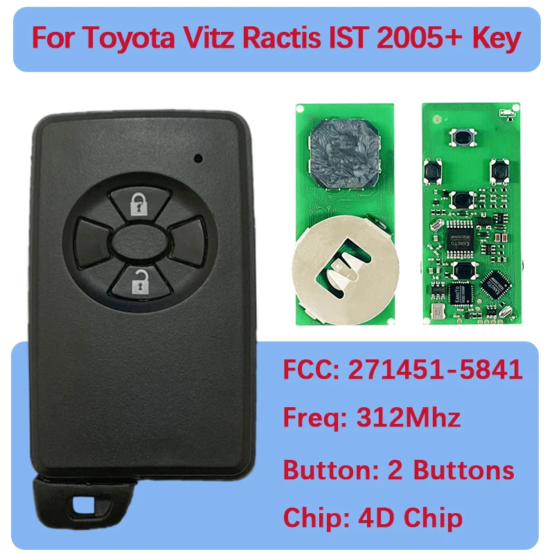 CN007193 Aftermarket 2 кнопки смарт-ключ 4D-67 чип 312 МГц ASK 89904-52011 89904-52060 271451-5841 для Toyota Vitz Ractis IST
CN007193 Aftermarket 2 кнопки смарт-ключ 4D-67 чип 312 МГц ASK 89904-52011 89904-52060 271451-5841 для Toyota Vitz Ractis IST