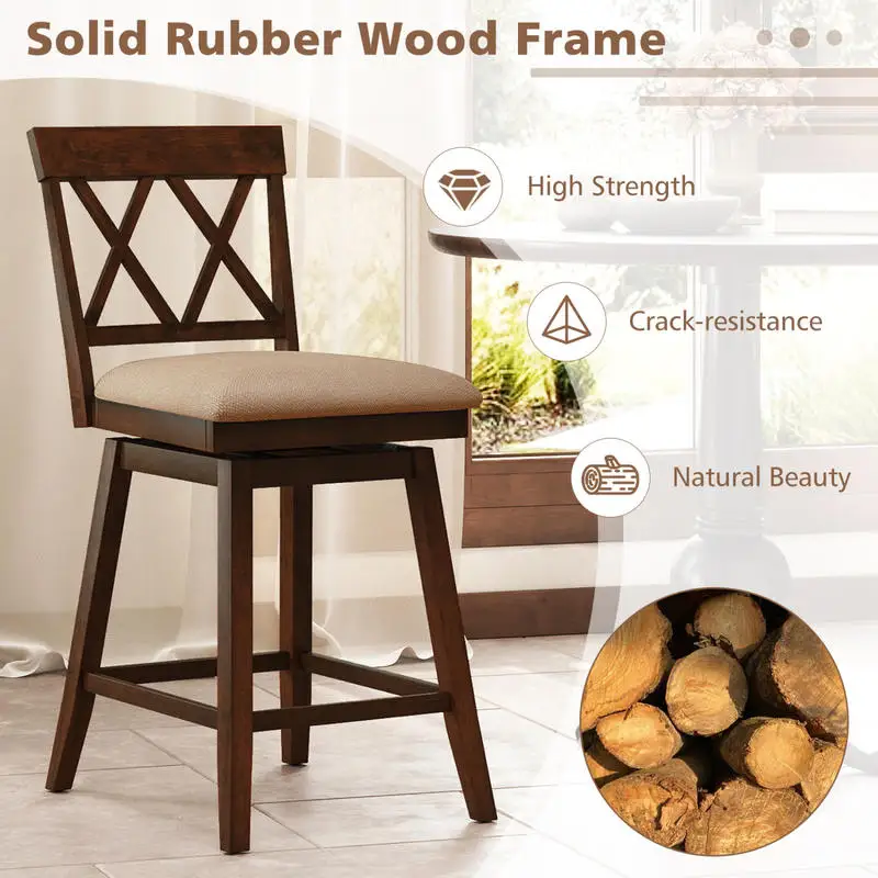 24 Inch Counter Height Barstools Set of 2 with Backrest and Seat Cushion-24 Inches
24 Inch Counter Height Barstools Set of 2 with Backrest and Seat Cushion-24 Inches