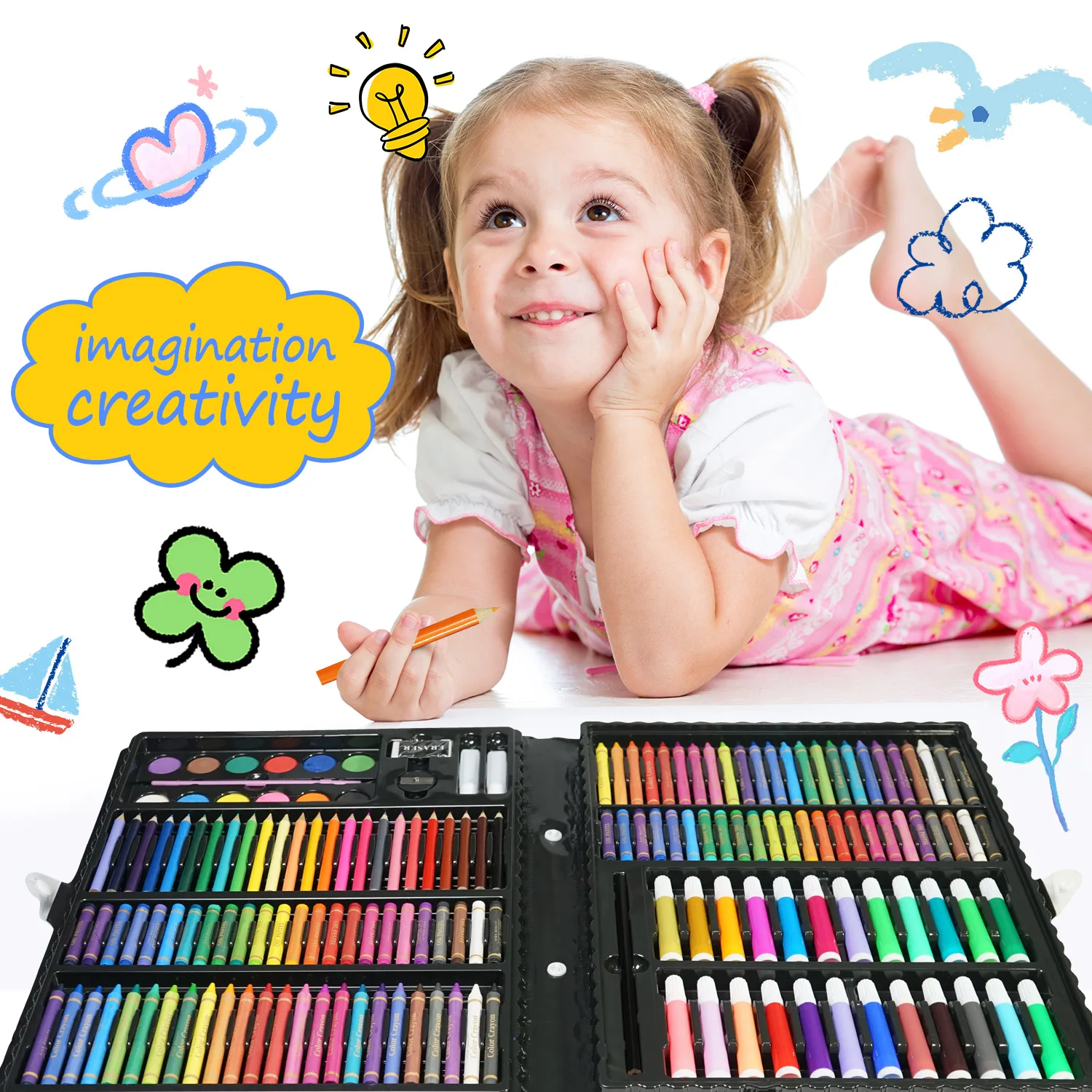 168 piece set of children's art coloring and painting colored pens and markers, birthday gifts for boys and girls
168 piece set of children's art coloring and painting colored pens and markers, birthday gifts for boys and girls